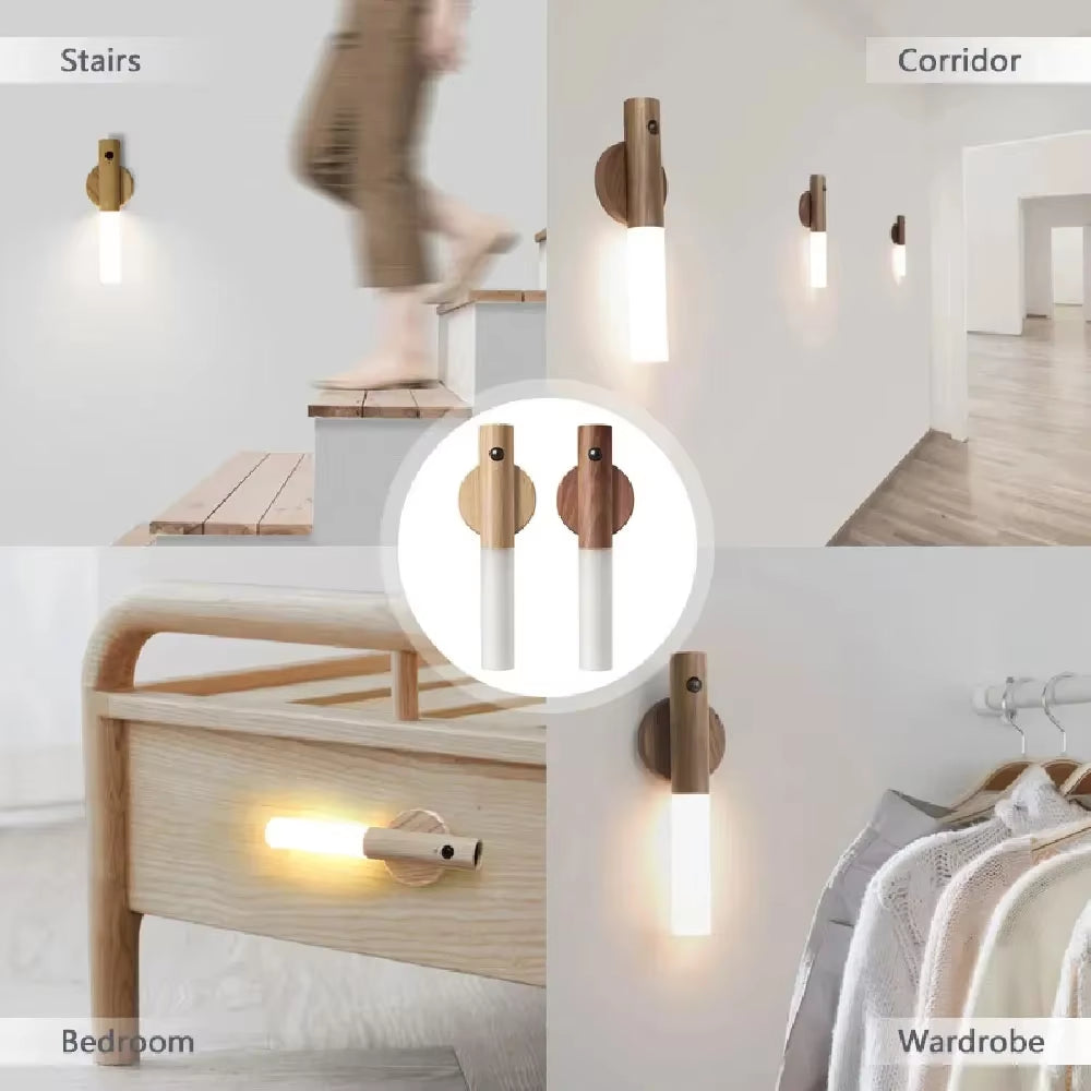 Intelligent Wooden Magnetic Suction Lamp LED Charging Night Light Staircase Corridor Bedroom Atmosphere Human Body Sensing Light